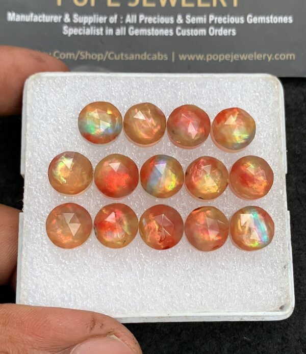Natural Ammolite Doublet Gemstone Rose Cut Round Shape Cabochon High Quality Loose Gemstones For Jewelry Making 10 MM Size 14 Pcs V3661