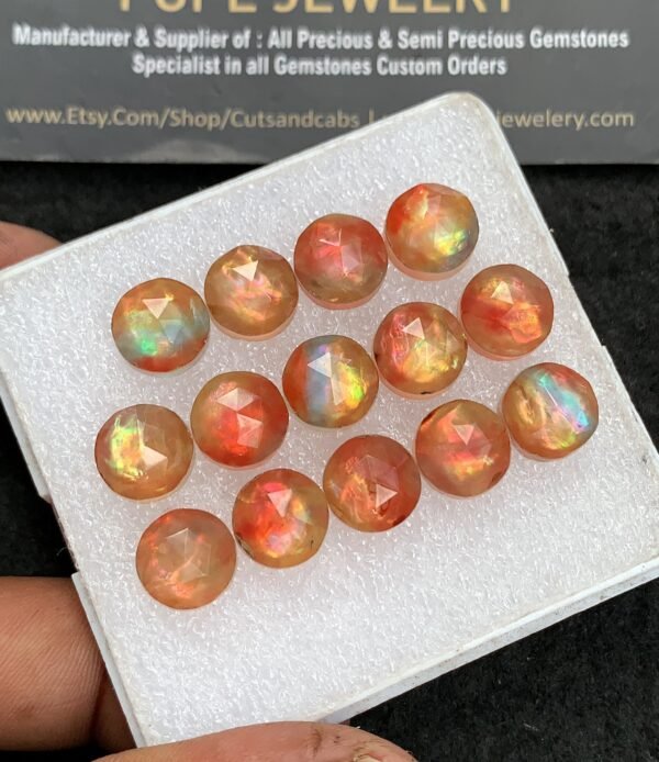 Natural Ammolite Doublet Gemstone Rose Cut Round Shape Cabochon High Quality Loose Gemstones For Jewelry Making 10 MM Size 14 Pcs V3661 - Image 2