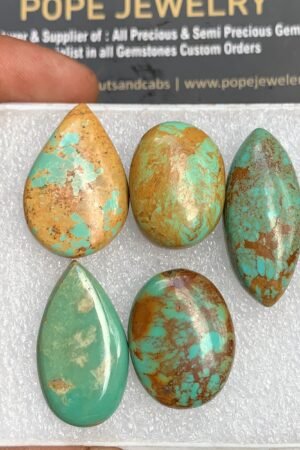 Natural Oyster Turquoise Gemstone Smooth Mix Shape Cabochon High Quality Loose Gemstones For Jewelry Making 21-30 MM 5 Pcs V3666