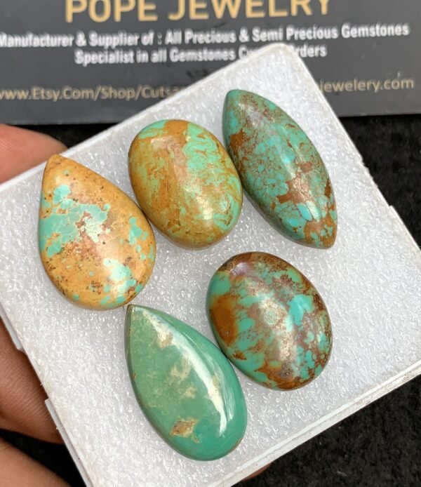 Natural Oyster Turquoise Gemstone Smooth Mix Shape Cabochon High Quality Loose Gemstones For Jewelry Making 21-30 MM 5 Pcs V3666 - Image 2