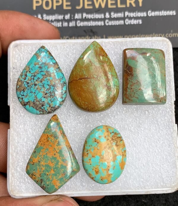 Natural Oyster Turquoise Gemstone Smooth Mix Shape Cabochon High Quality Loose Gemstones For Jewelry Making 20-27 MM 5 Pcs V3667