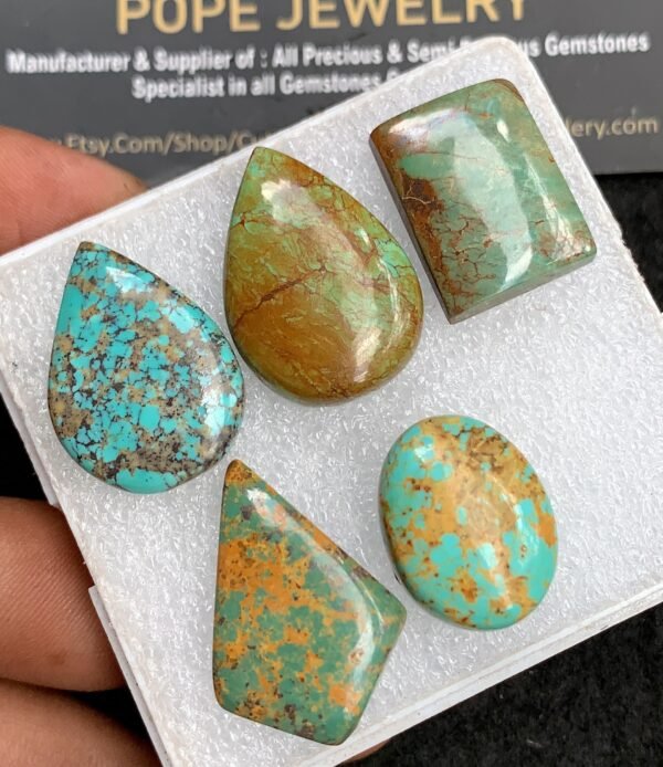 Natural Oyster Turquoise Gemstone Smooth Mix Shape Cabochon High Quality Loose Gemstones For Jewelry Making 20-27 MM 5 Pcs V3667 - Image 2