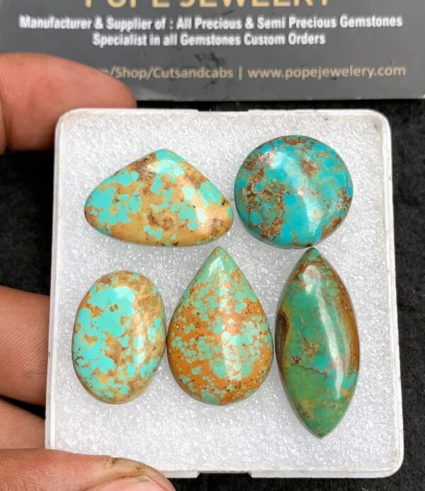 Natural Oyster Turquoise Gemstone Smooth Mix Shape Cabochon High Quality Loose Gemstones For Jewelry Making 17-31 MM 5 Pcs V3668