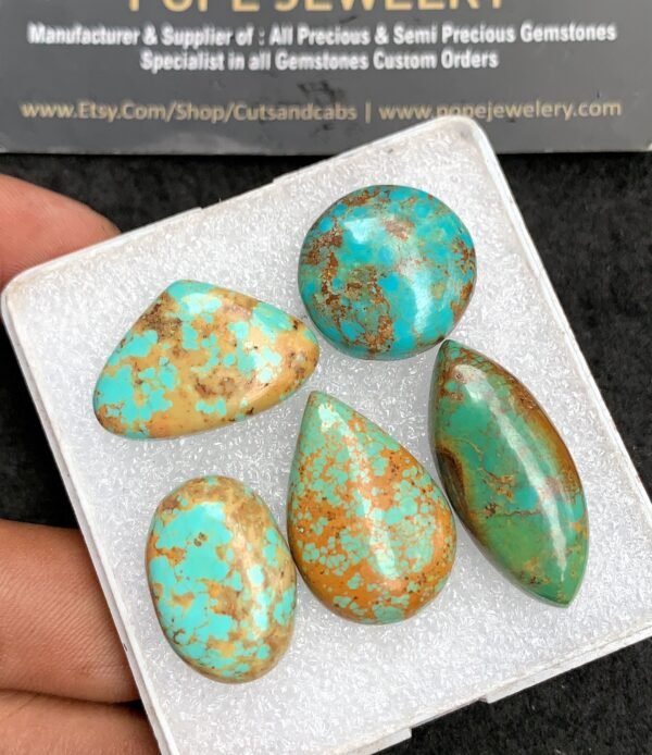 Natural Oyster Turquoise Gemstone Smooth Mix Shape Cabochon High Quality Loose Gemstones For Jewelry Making 17-31 MM 5 Pcs V3668 - Image 2