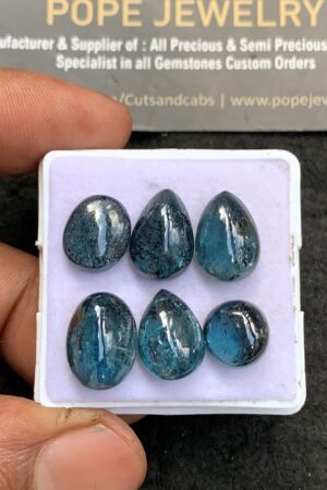 Natural Teal Green Kyanite Gemstone Smooth Mix Shape Cabochon High Quality Loose Gemstones For Jewelry Making 10-14 MM Size 6 Pcs V3671