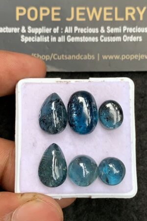 Natural Teal Green Kyanite Gemstone Smooth Mix Shape Cabochon High Quality Loose Gemstones For Jewelry Making 9-15 MM Size 6 Pcs V3672