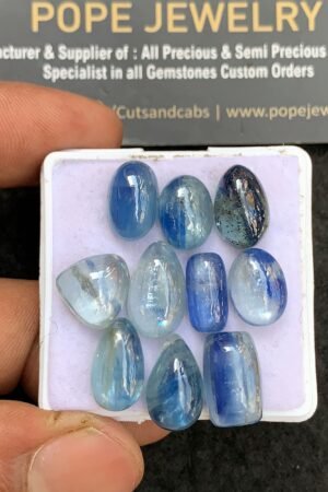 Natural Aqua Bi Color Gemstone Smooth Mix Shape Cabochon High Quality Loose Gemstones For Jewelry Making 10-14 MM Size 10 Pcs V3673