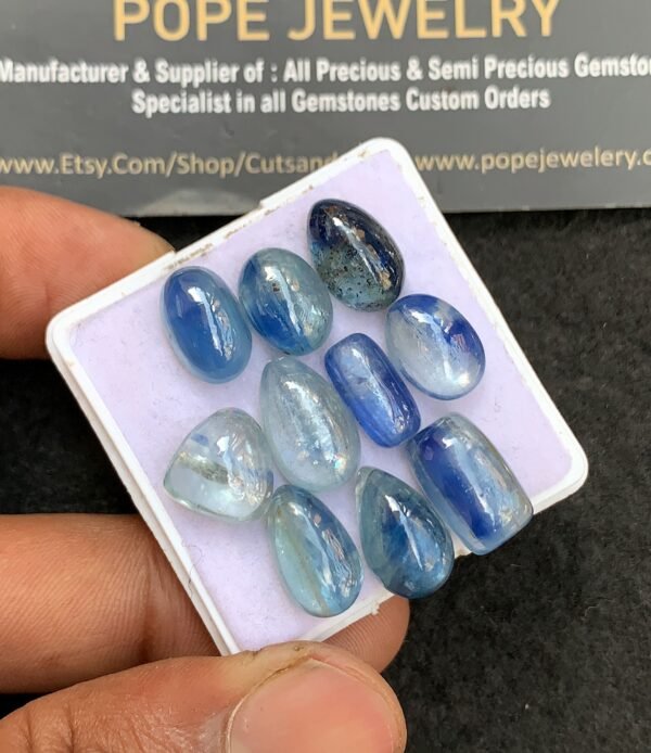 Natural Aqua Bi Color Gemstone Smooth Mix Shape Cabochon High Quality Loose Gemstones For Jewelry Making 10-14 MM Size 10 Pcs V3673 - Image 2