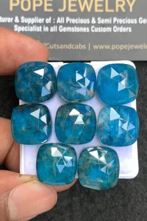 Natural Apatite Doublet Gemstone Rose Cut Cushion Shape Cabochon High Quality Loose Gemstones For Jewelry Making 14 MM Size 8 Pcs V3677
