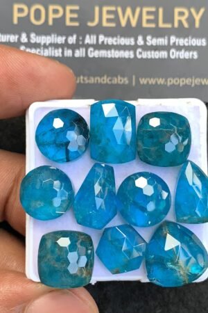 Natural Apatite Doublet Gemstone Honey Comb & Rose Cut Mix Shape Cabochon High Quality Loose Gemstones For Jewelry Making 10-14 MM Size 10 Pcs V3678