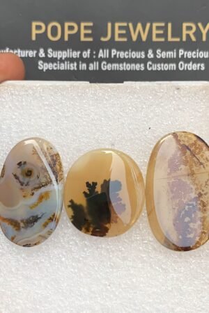 Natural Dendrite Quartz Gemstone Smooth Oval Shape Cabochon High Quality Loose Gemstones For Jewelry Making 22-29 MM Size 3 Pc V3684