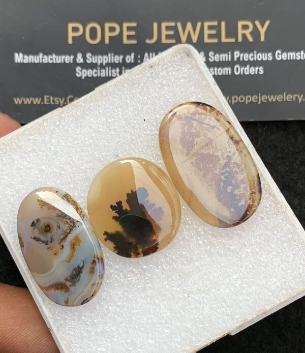 Natural Dendrite Quartz Gemstone Smooth Oval Shape Cabochon High Quality Loose Gemstones For Jewelry Making 22-29 MM Size 3 Pc V3684 - Image 2