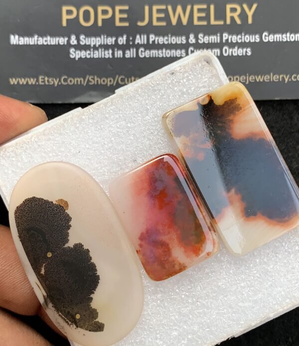 Natural Dendrite Quartz Gemstone Smooth Mix Shape Cabochon High Quality Loose Gemstones For Jewelry Making 25-42 MM Size 3 Pc V3685 - Image 2