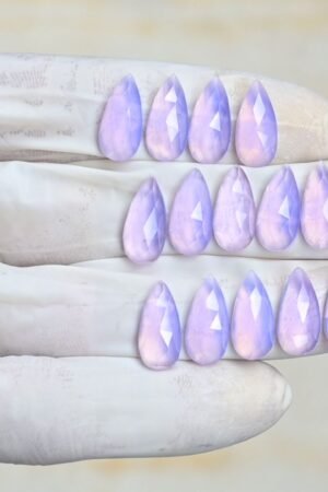 Natural Lavender Quartz Gemstone Rose Cut Pear Shape Cabochon High Quality Loose Gemstones For Jewelry Making 15x7 MM Size 14 Pcs V4195