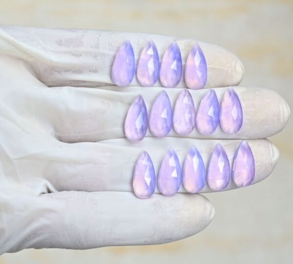 Natural Lavender Quartz Gemstone Rose Cut Pear Shape Cabochon High Quality Loose Gemstones For Jewelry Making 15x7 MM Size 14 Pcs V4195