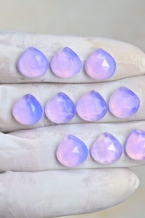 Natural Lavender Quartz Gemstone Rose Cut Heart Shape Cabochon High Quality Loose Gemstones For Jewelry Making 12 MM Size 10 Pcs V4196
