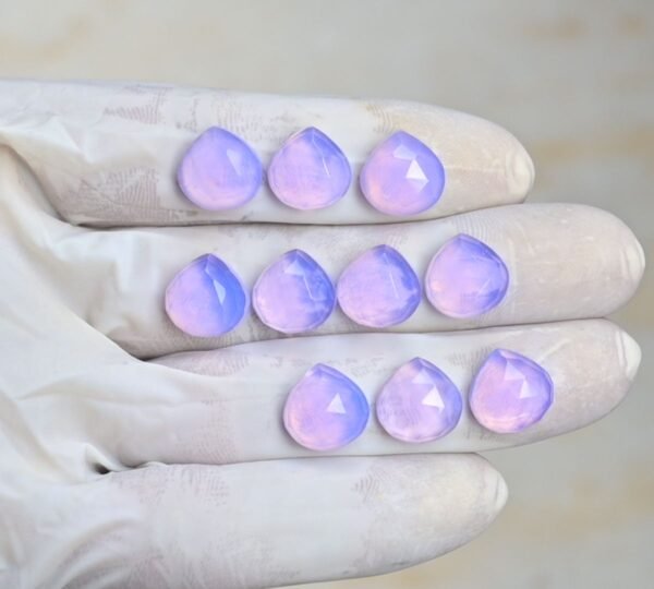 Natural Lavender Quartz Gemstone Rose Cut Heart Shape Cabochon High Quality Loose Gemstones For Jewelry Making 12 MM Size 10 Pcs V4196