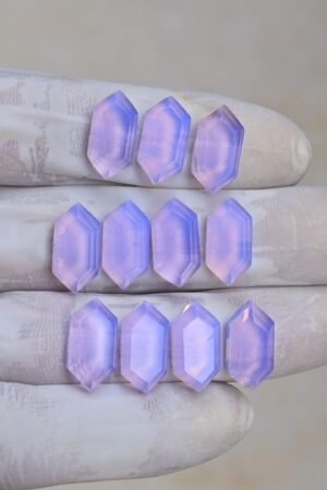 Natural Lavender Quartz Gemstone Step Cut Hexagon Shape Cabochon High Quality Loose Gemstones For Jewelry Making 16x8 MM Size 11 Pcs V4198