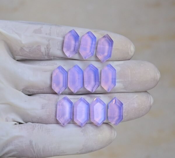 Natural Lavender Quartz Gemstone Step Cut Hexagon Shape Cabochon High Quality Loose Gemstones For Jewelry Making 16x8 MM Size 11 Pcs V4198