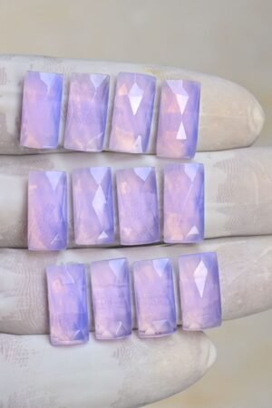 Natural Lavender Quartz Gemstone Rose Cut Rectangle Shape Cabochon High Quality Loose Gemstones For Jewelry Making 16x8 MM Size 12 Pcs V4199