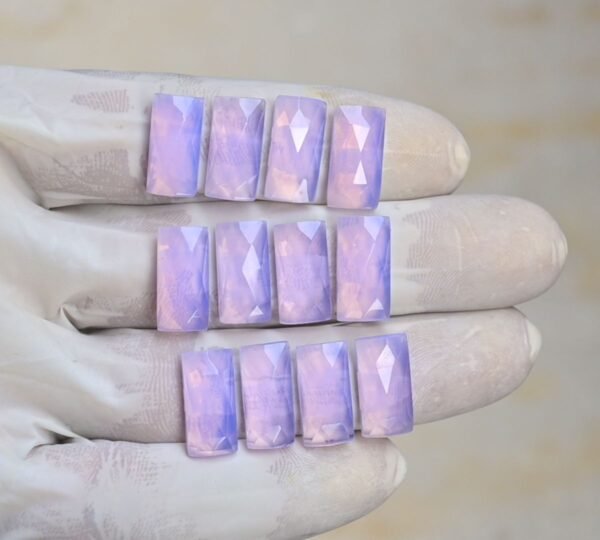 Natural Lavender Quartz Gemstone Rose Cut Rectangle Shape Cabochon High Quality Loose Gemstones For Jewelry Making 16x8 MM Size 12 Pcs V4199