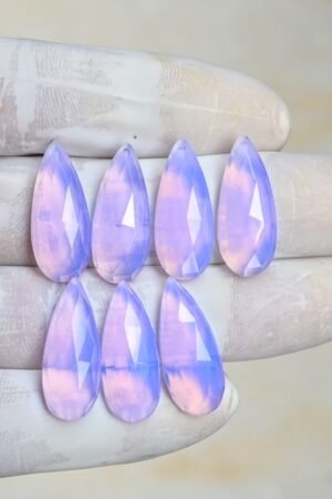 Natural Lavender Quartz Gemstone Rose Cut Pear Shape Cabochon High Quality Loose Gemstones For Jewelry Making 25x10 MM Size 7 Pcs V4200