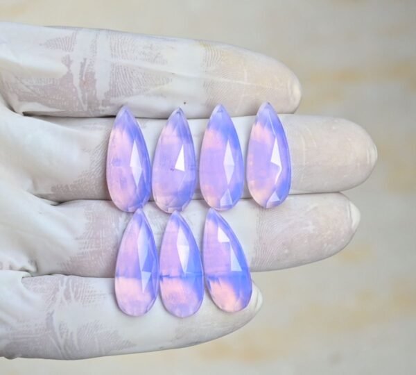 Natural Lavender Quartz Gemstone Rose Cut Pear Shape Cabochon High Quality Loose Gemstones For Jewelry Making 25x10 MM Size 7 Pcs V4200