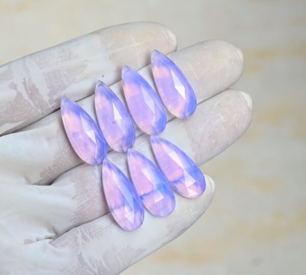 Natural Lavender Quartz Gemstone Rose Cut Pear Shape Cabochon High Quality Loose Gemstones For Jewelry Making 25x10 MM Size 7 Pcs V4200 - Image 2
