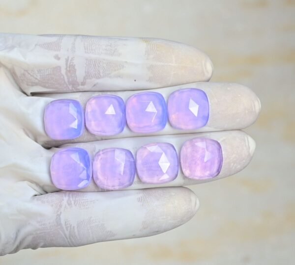 Natural Lavender Quartz Gemstone Rose Cut Cushion Shape Cabochon High Quality Loose Gemstones For Jewelry Making 14 MM Size 8 Pcs V4201