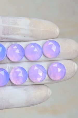Natural Lavender Quartz Gemstone Rose Cut Round Shape Cabochon High Quality Loose Gemstones For Jewelry Making 14 MM Size 8 Pcs V4202