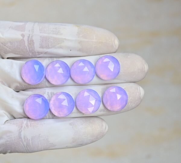 Natural Lavender Quartz Gemstone Rose Cut Round Shape Cabochon High Quality Loose Gemstones For Jewelry Making 14 MM Size 8 Pcs V4202