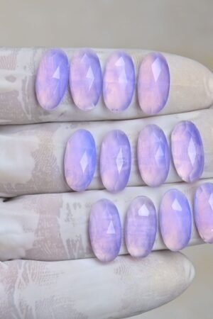 Natural Lavender Quartz Gemstone Rose Cut Oval Shape Cabochon High Quality Loose Gemstones For Jewelry Making 16x8 MM Size 12 Pcs V4203