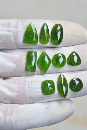 Natural Chrome Gemstone Rose Cut Mix Shape Cabochon High Quality Loose Gemstones For Jewelry Making 10-17 MM Size 10 Pcs V4204