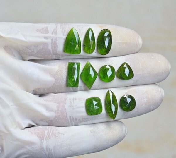 Natural Chrome Gemstone Rose Cut Mix Shape Cabochon High Quality Loose Gemstones For Jewelry Making 10-17 MM Size 10 Pcs V4204