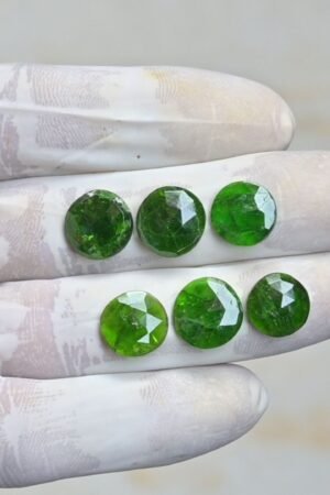 Natural Chrome Gemstone Rose Cut Round Shape Cabochon High Quality Loose Gemstones For Jewelry Making 11-12 MM Size 6 Pcs V4205