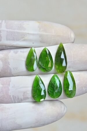 Natural Chrome Gemstone Rose Cut Pear Shape Cabochon High Quality Loose Gemstones For Jewelry Making 16-20 MM Size 6 Pcs V4206