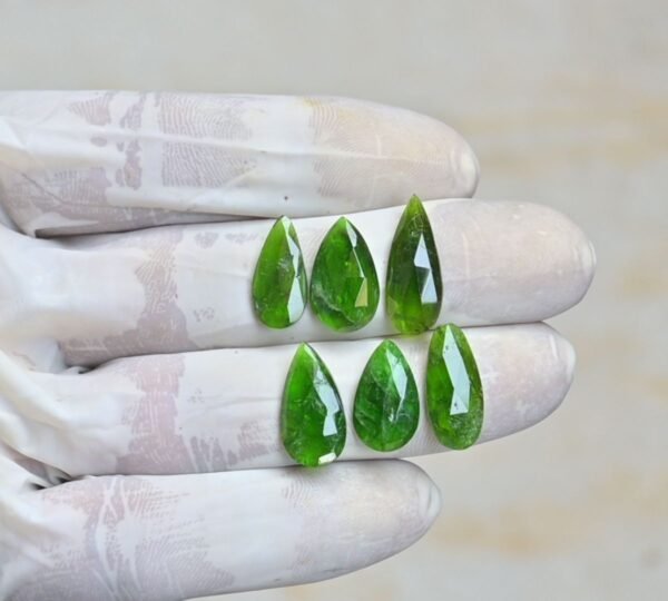 Natural Chrome Gemstone Rose Cut Pear Shape Cabochon High Quality Loose Gemstones For Jewelry Making 16-20 MM Size 6 Pcs V4206