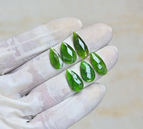Natural Chrome Gemstone Rose Cut Pear Shape Cabochon High Quality Loose Gemstones For Jewelry Making 16-20 MM Size 6 Pcs V4206 - Image 2
