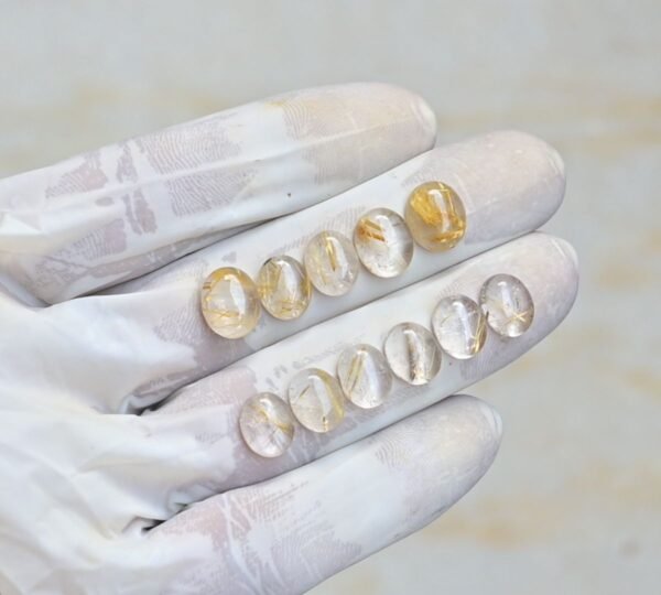 Natural Golden Rutile Gemstone Smooth Oval Shape Cabochon High Quality Loose Gemstones For Jewelry Making 10-11 MM Size 12 Pcs V4207 - Image 2