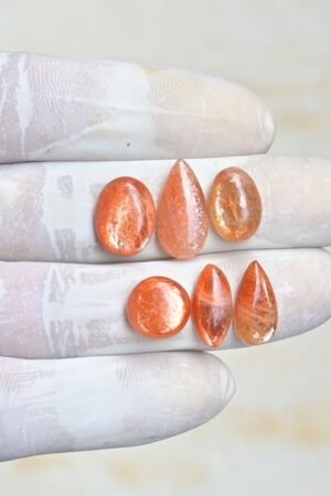 Natural Sunstone Gemstone Smooth Mix Shape Cabochon High Quality Loose Gemstones For Jewelry Making 11-18 MM Size 6 Pcs V4208