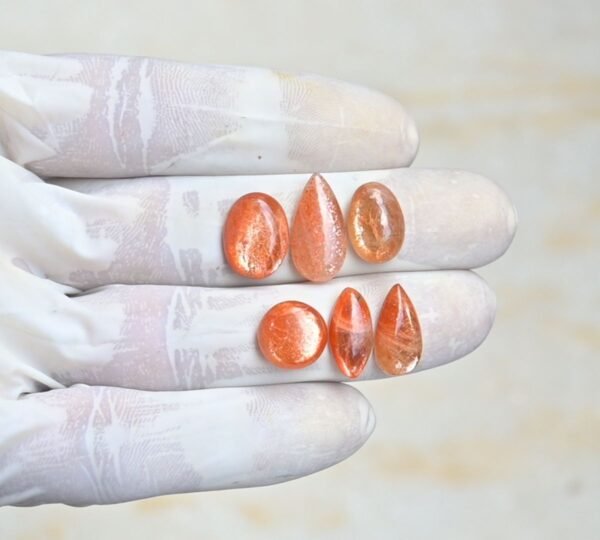 Natural Sunstone Gemstone Smooth Mix Shape Cabochon High Quality Loose Gemstones For Jewelry Making 11-18 MM Size 6 Pcs V4208