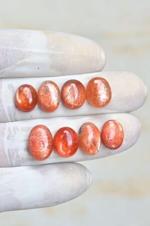 Natural Sunstone Gemstone Smooth Oval Shape Cabochon High Quality Loose Gemstones For Jewelry Making 11-14 MM Size 8 Pcs V4209