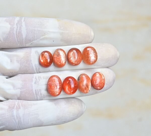 Natural Sunstone Gemstone Smooth Oval Shape Cabochon High Quality Loose Gemstones For Jewelry Making 11-14 MM Size 8 Pcs V4209