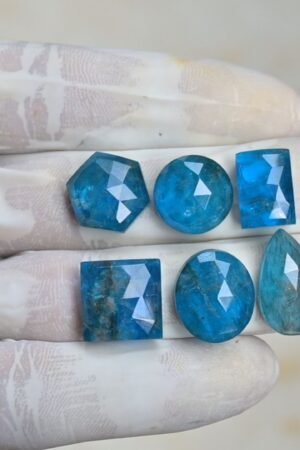 Natural Apatite Doublet Gemstone Rose Cut Mix Shape Cabochon High Quality Loose Gemstones For Jewelry Making 13-19 MM Size 6 Pcs V4214