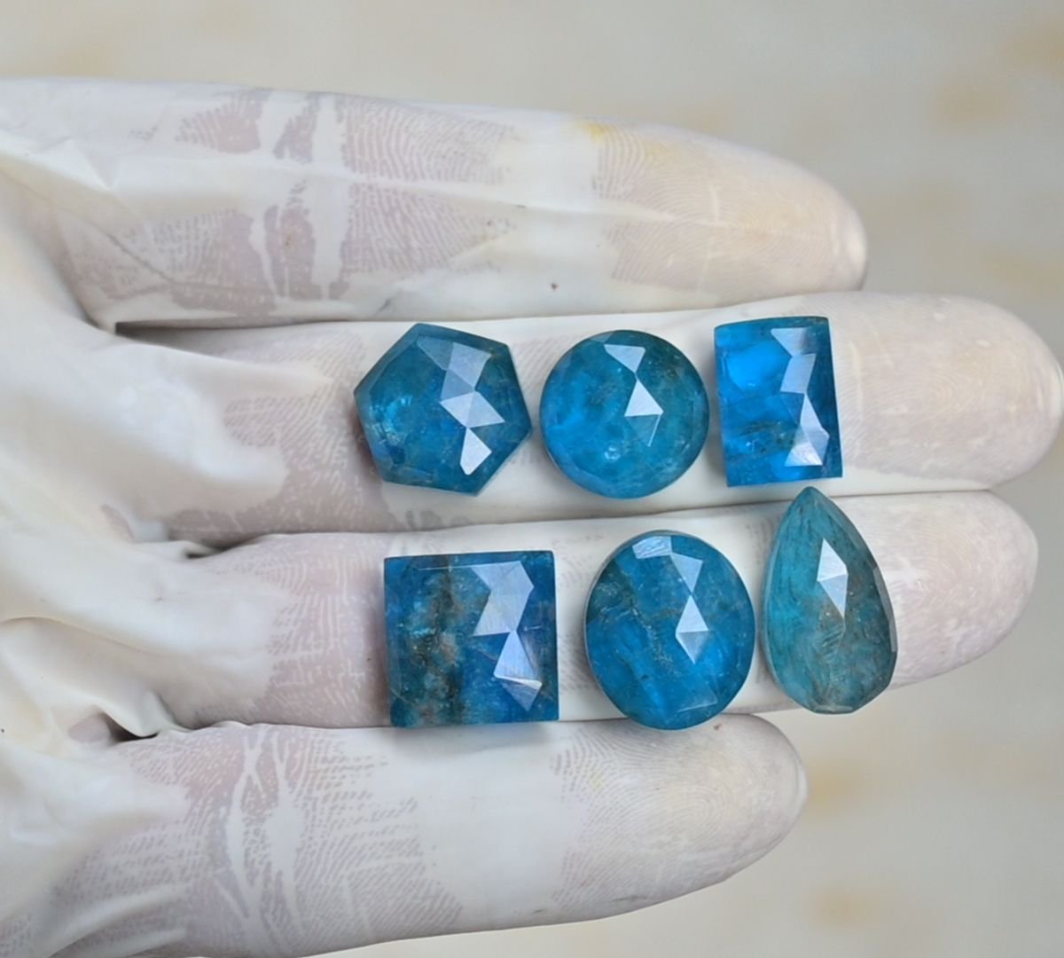 Natural Apatite Doublet Gemstone Rose Cut Mix Shape Cabochon High Quality Loose Gemstones For Jewelry Making 13-19 MM Size 6 Pcs V4214