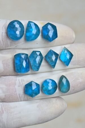 Natural Apatite Doublet Gemstone Rose Cut Mix Shape Cabochon High Quality Loose Gemstones For Jewelry Making 11-14 MM Size 10 Pcs V4215