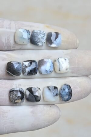 Natural Dendrite Agate Gemstone Rose Cut Mix Shape Cabochon High Quality Loose Gemstones For Jewelry Making 10-12 MM Size 11 Pcs V4218