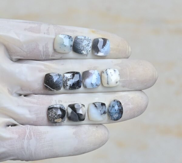 Natural Dendrite Agate Gemstone Rose Cut Mix Shape Cabochon High Quality Loose Gemstones For Jewelry Making 10-12 MM Size 11 Pcs V4218
