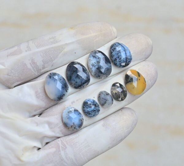 Natural Dendrite Agate Gemstone Rose Cut Fancy Shape Cabochon High Quality Loose Gemstones For Jewelry Making 10-16 MM Size 9 Pcs V4219 - Image 2