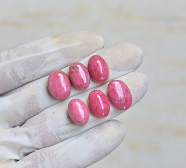 Natural Rhodolite Gemstone Smooth Oval Shape Cabochon High Quality Loose Gemstones For Jewelry Making 14-16 MM Size 6 Pcs V4220 - Image 2